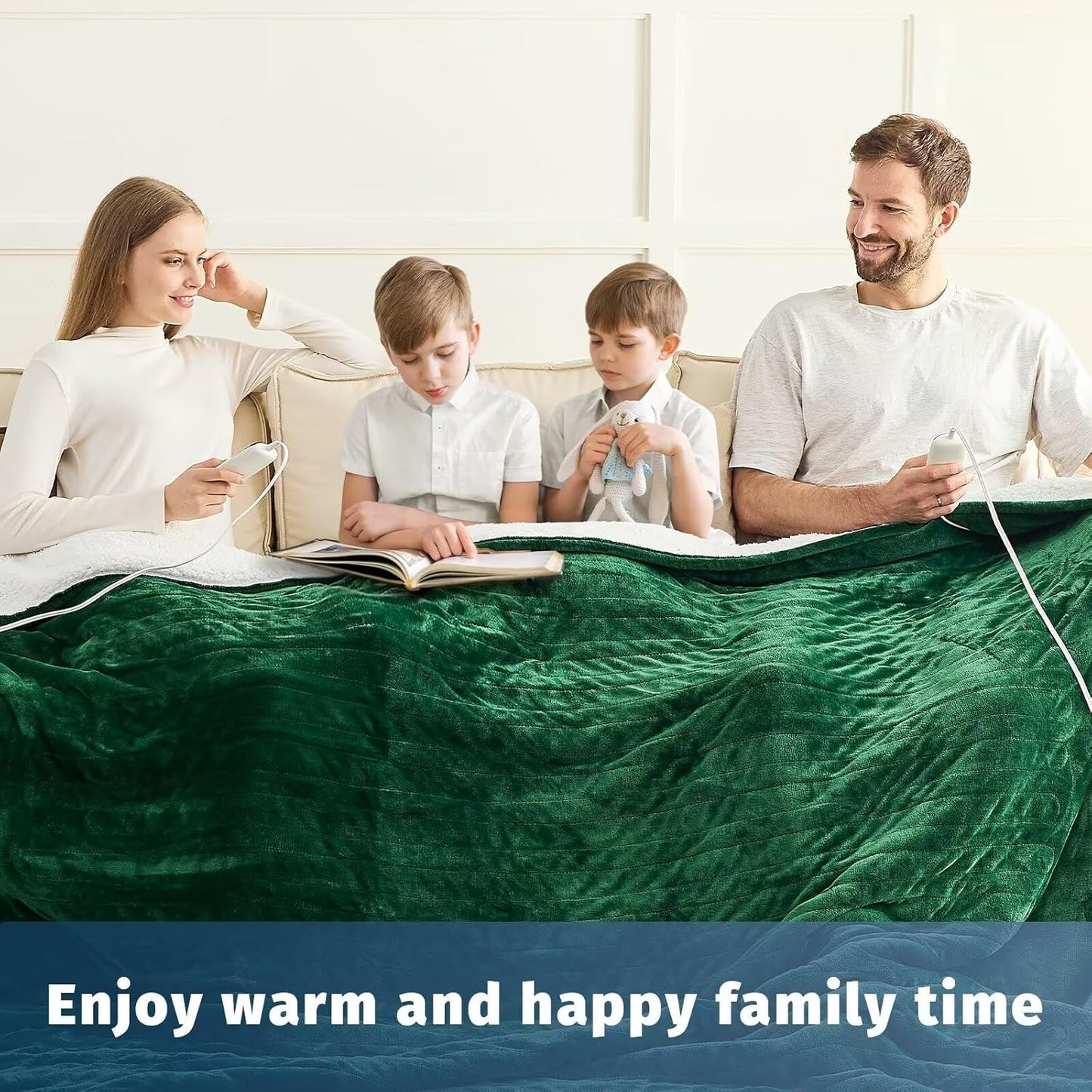 Heated Electric Blanket King Size - 90" x 100" Heating Blanket with Dual Control, 10 Heating Levels & 8 Hours Auto Off, Soft Warm Flannel Blanket, Christmas Birthday Gifts for Senior Grandma