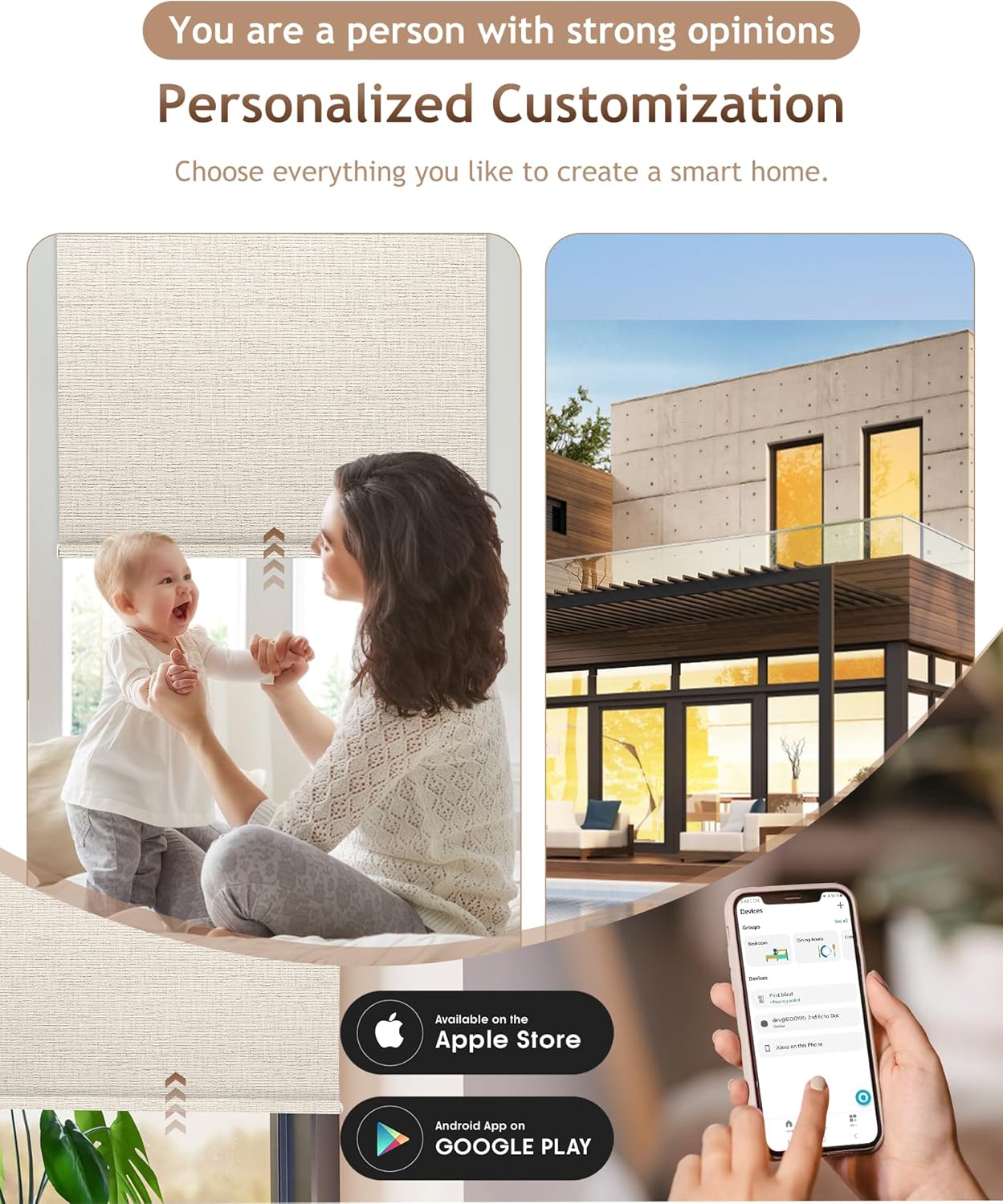 Kincmo Motorized Blinds with Remote,100% Blackout Motorized Roller Shades Work with Apple Homekit,Alexa,Google, Custom Electric Blinds with App,Voice Control (Classic Warm)
