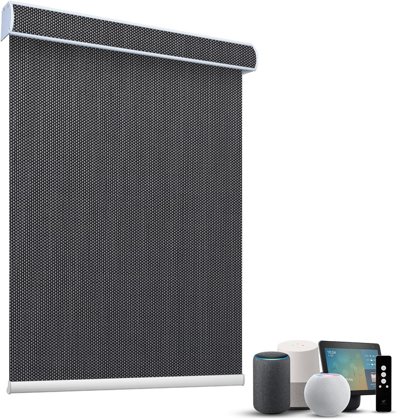 SmartWings Motorized Roller Shades 5% Openness Without Privacy Custom Size, Rechargeable Battery, Works with Matter/Apple HomeKit, Alexa, Thread/Zigbee, Remote Optional, 5% Openness Charcoal Grey