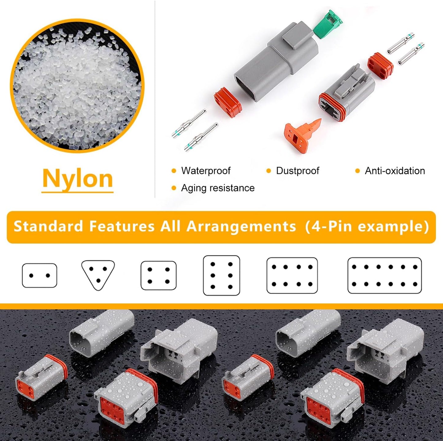 knoweasy 540PCS Deutsch DT Connectors Kit- Automotive Electrical Connector,2/3/4/6/8/12 Pin DT Connectors with Removal Tool for Construction, Truck, Marine