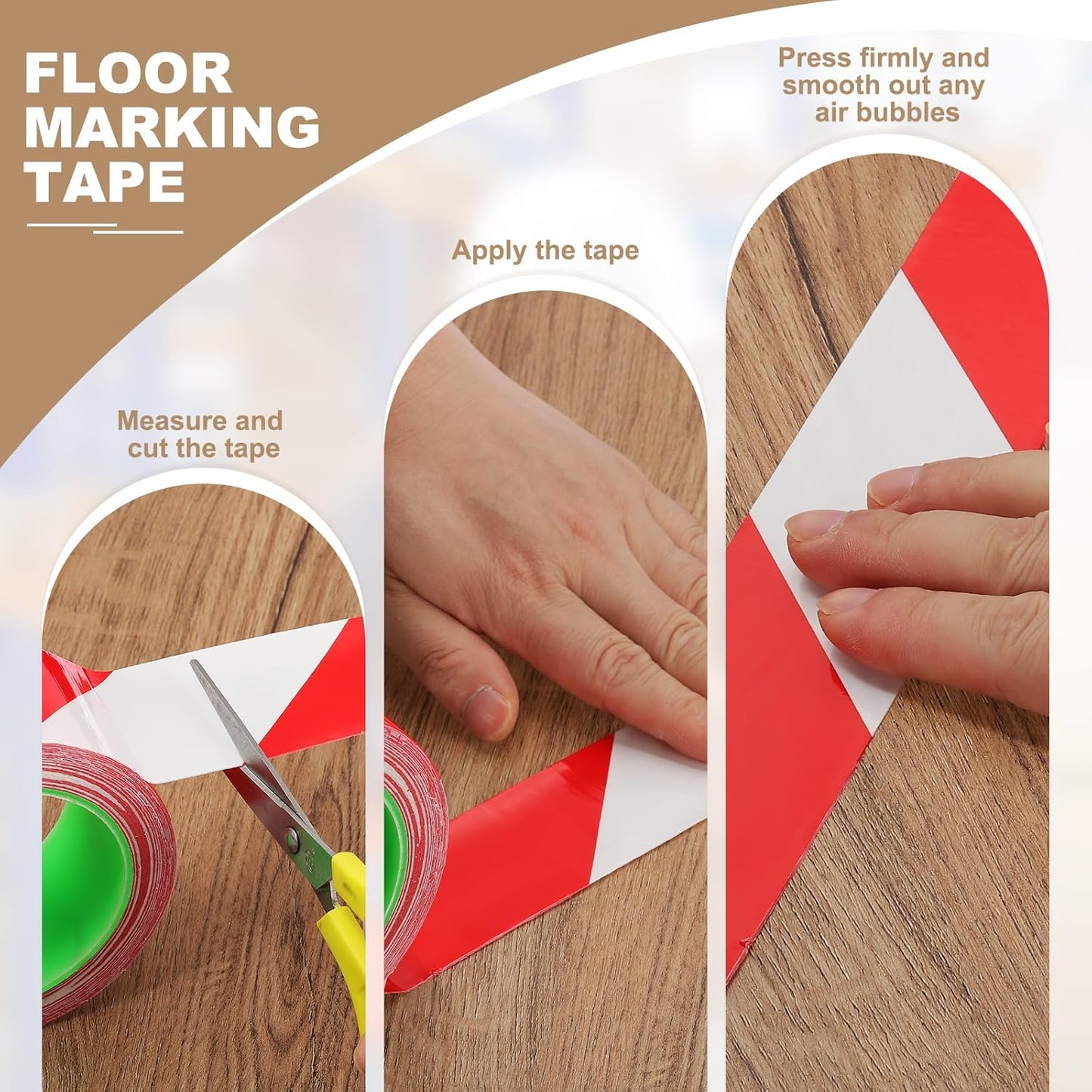 PATIKIL Floor Marking Tape 2 Inch x 110 Ft, 4 Pcs Self-Adhesive Warning Safety Tape Caution Stripe for Walls Floors Pipes Equipment Outdoor, White