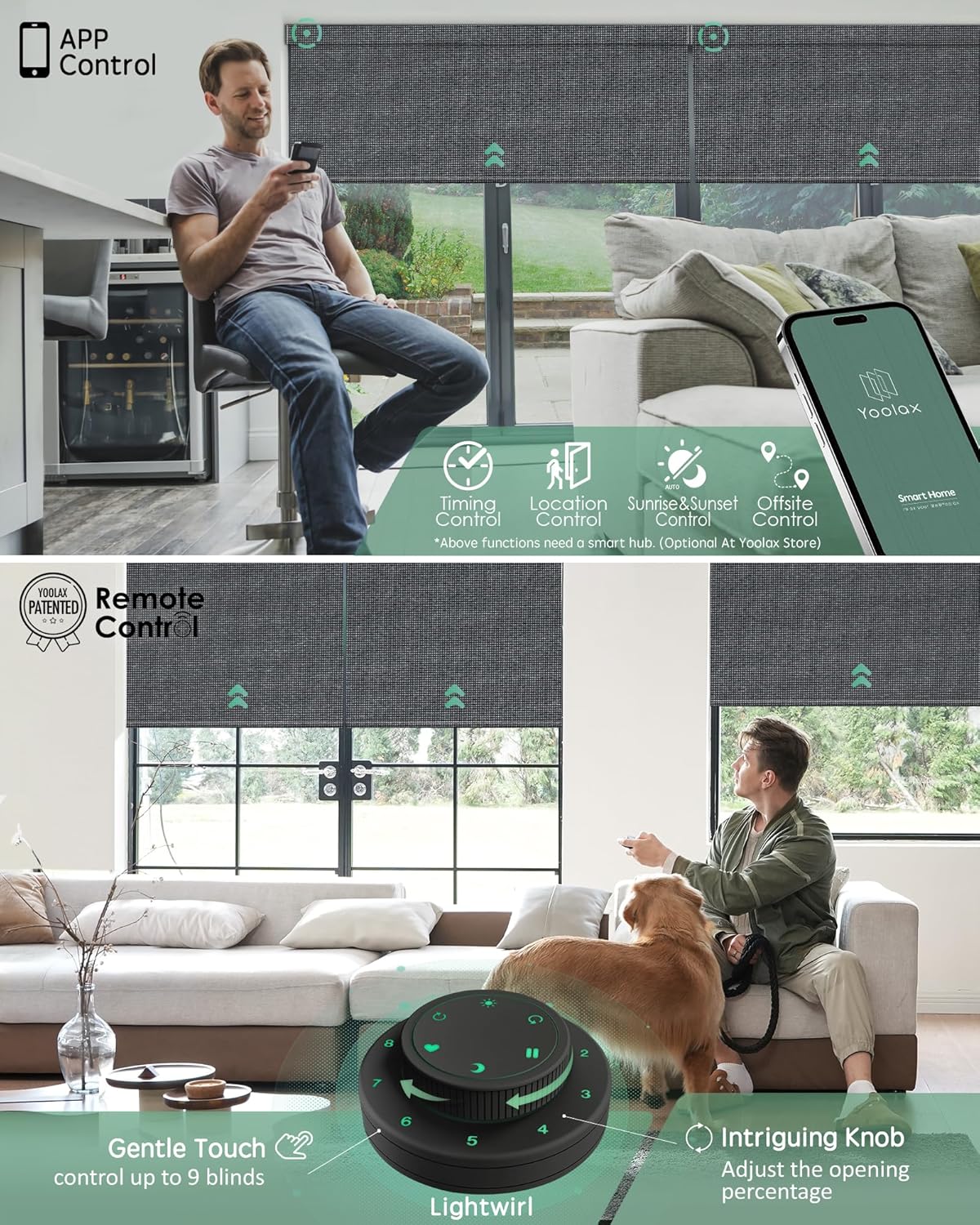 Yoolax Motorized Blinds with Remote, Smart Blinds for Windows Blackout Automatic Shades Compatible with Alexa Remote Control Roller Window Shades with Valance, Custom Size (V-Jungle Grid Black)