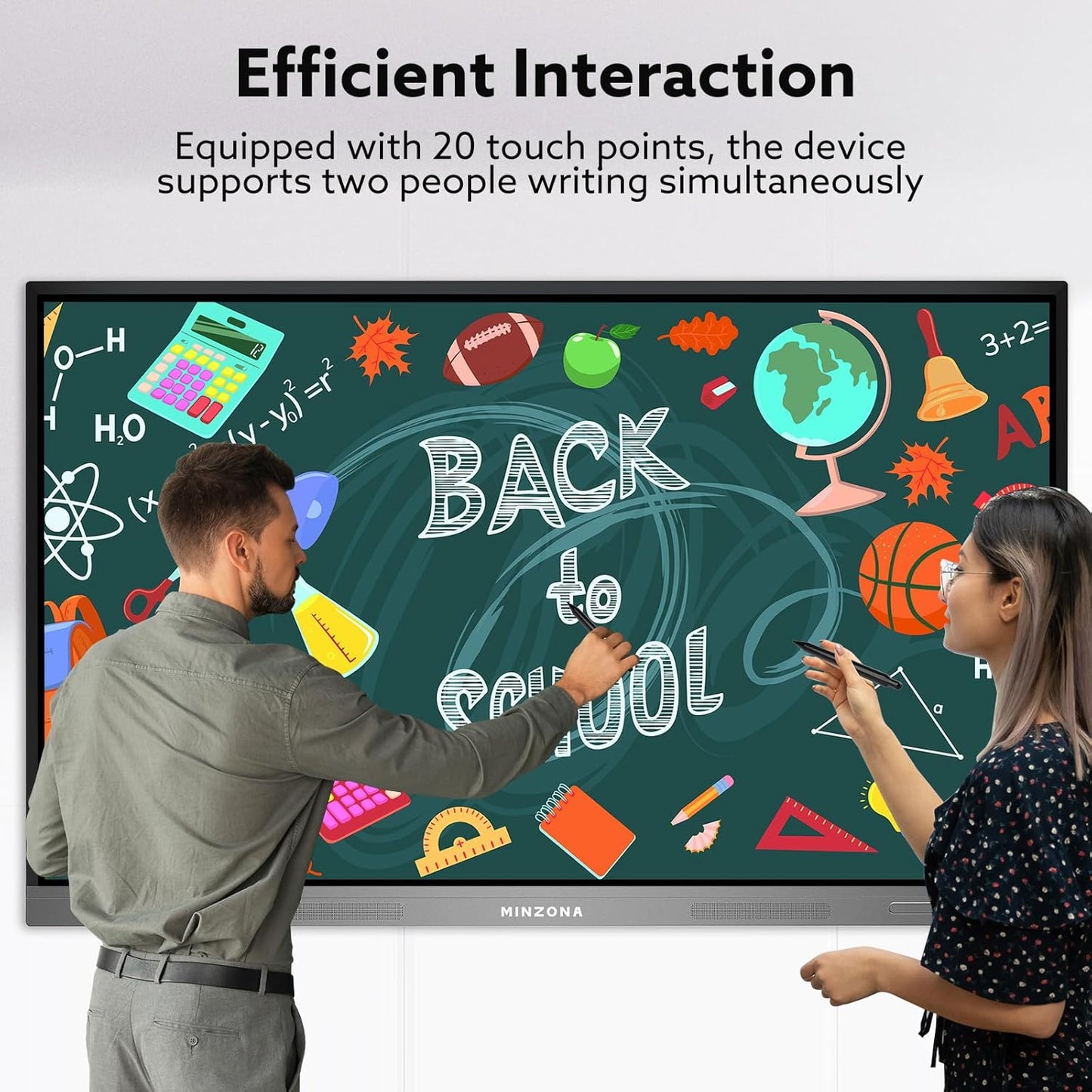 Smart Board,8+128GB Interactive Whiteboard, 55'' Touchscreen Digital Whiteboard for Home, Smart Board for Classroom and Office