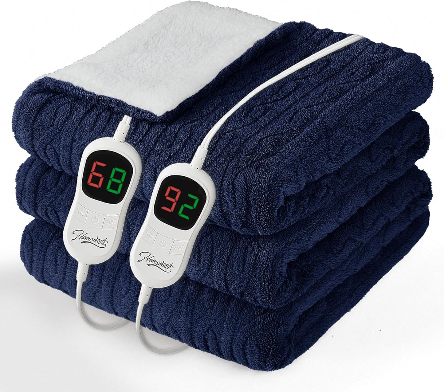Homemate Electric Heated Blanket Queen - 84"x90" Heating Bed Blankets Throw with 10 Heating Levels 8 Hours Auto Off Fast Heating Over-Heated Protection Ultra Soft Warm Flannel ETL Certified