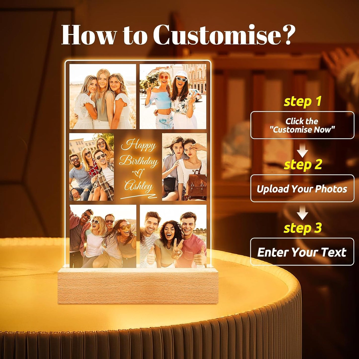 Customized Best Friend Birthday Gifts for Women, Personalized Picture Frame with Photos, Customized Photo Frame, Custom Picture Frames, Personalized Valentines Day Gifts for Women Men Her Him Friends