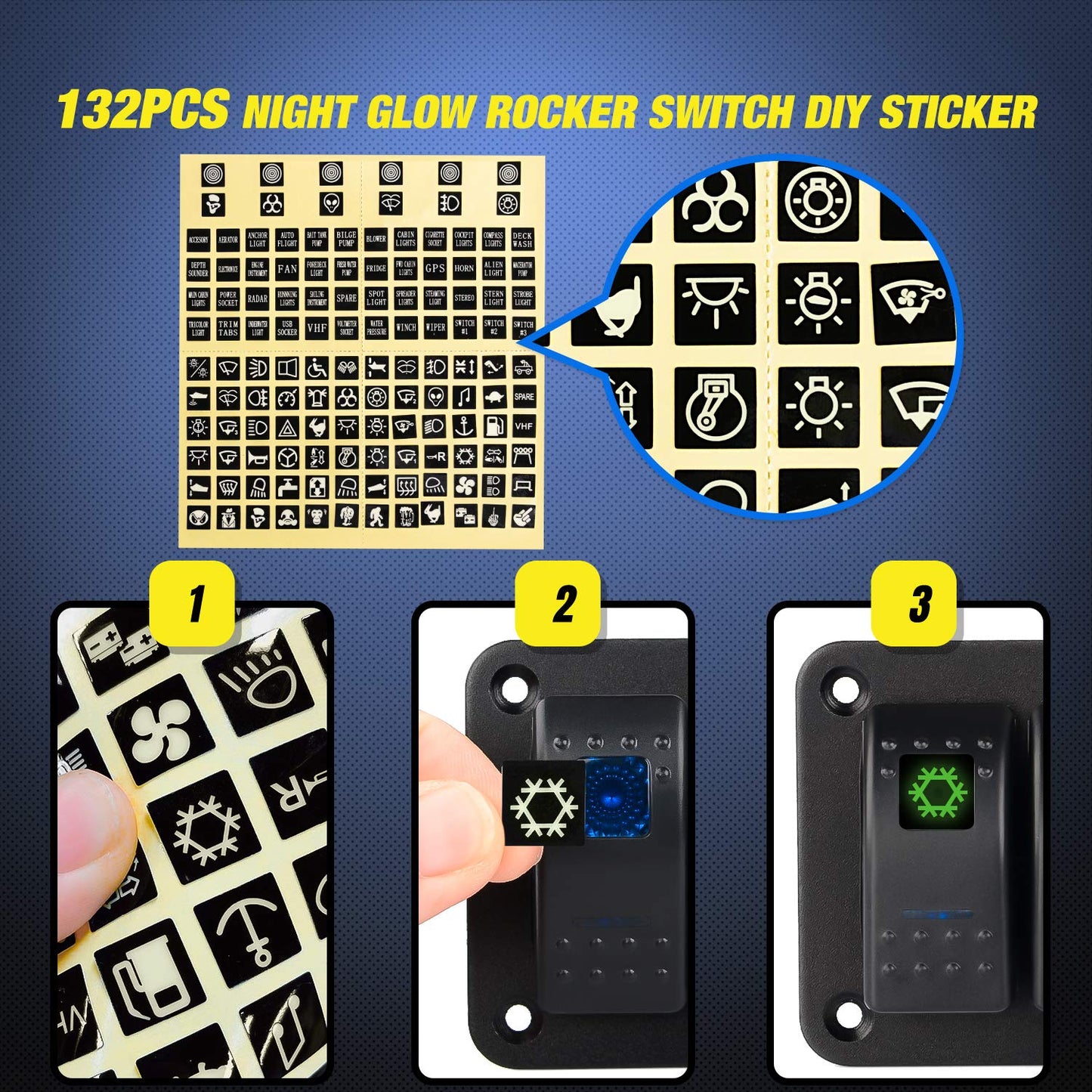 Nilight - 90110E 5 Gang Aluminum Rocker Switch Panel Toggle Dash 5 Pin ON/Off Pre-Wired Rocker Switch Blue Backlit Switch for Automotive Car Marine Boat RV,2 Years Warranty