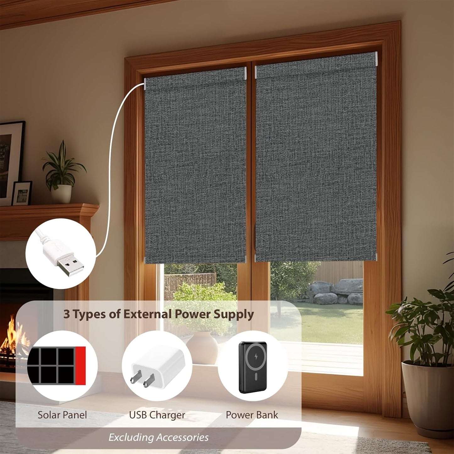 Motorized Roller Blinds with Remote, 100% Blackout Automatic Roller Shades for Bedroom, Bathroom, and Living Room, Customized Size, Starry Gray