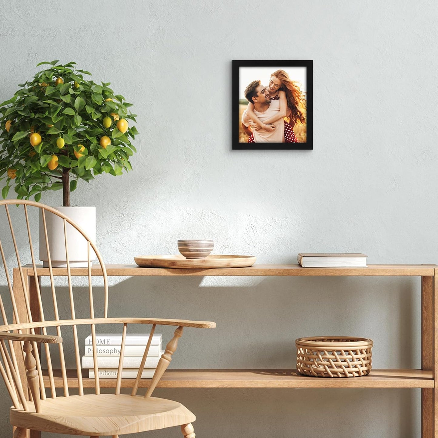 Americanflat 8x9 Picture Frame with Shatter-Resistant Glass - Signature Collection - Gallery-Style Frames Made of Engineered Wood - Photo Frame for Tabletop and Wall Display - Black
