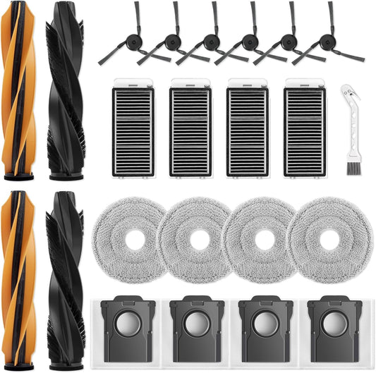 Accessories Replacement Parts for Dreame X50 Ultra/ L50 Ultra/ L40s Pro Ultra and Mova V50 Ultra Robot Vacuum Cleaner, 4 Rubber Main Brush,4 Filters,4 Dust Bags,4 Mop Pads,6 Side Brushes