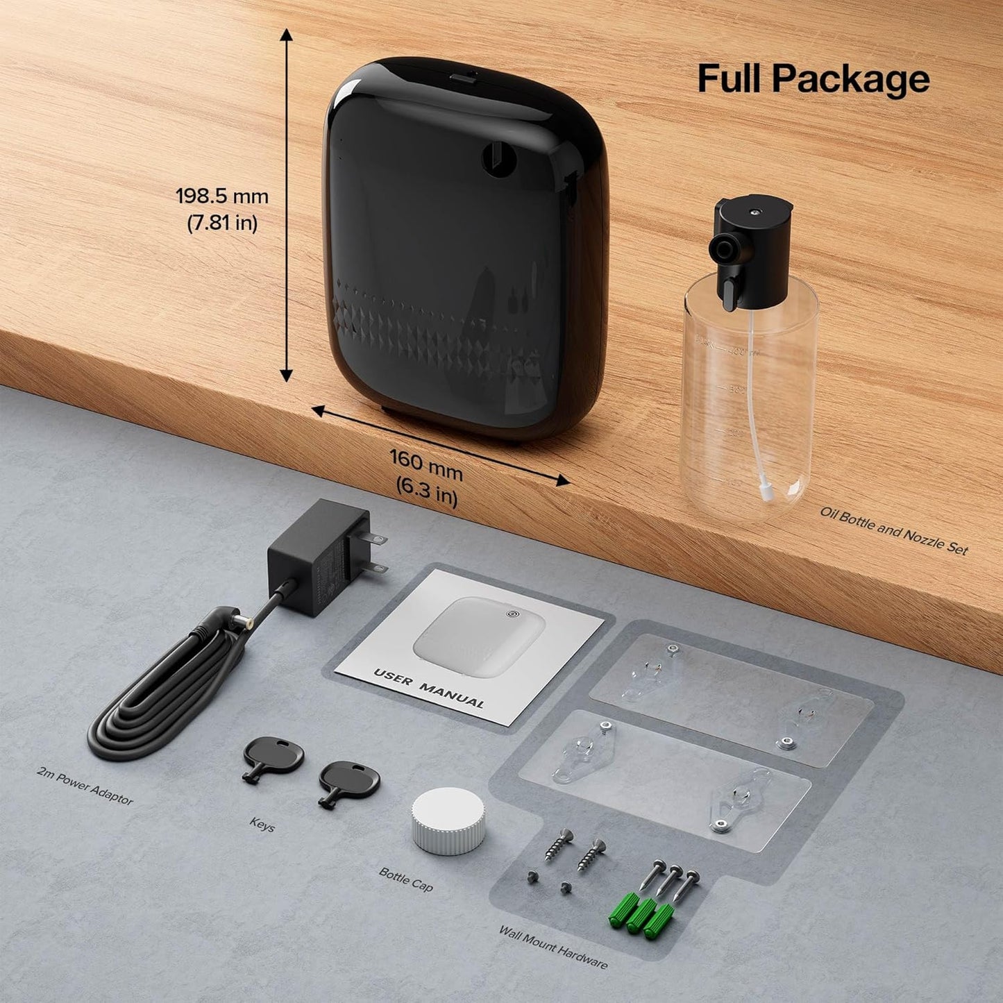 Airversa Waterless Essential Oil Diffuser for Home and Commercial Use, Up to 2000 sq ft 400 mL Capacity, Scent Diffuser for Large Rooms, Smart Scent Air Machine with 12V1A Power Adapter, ANW Black