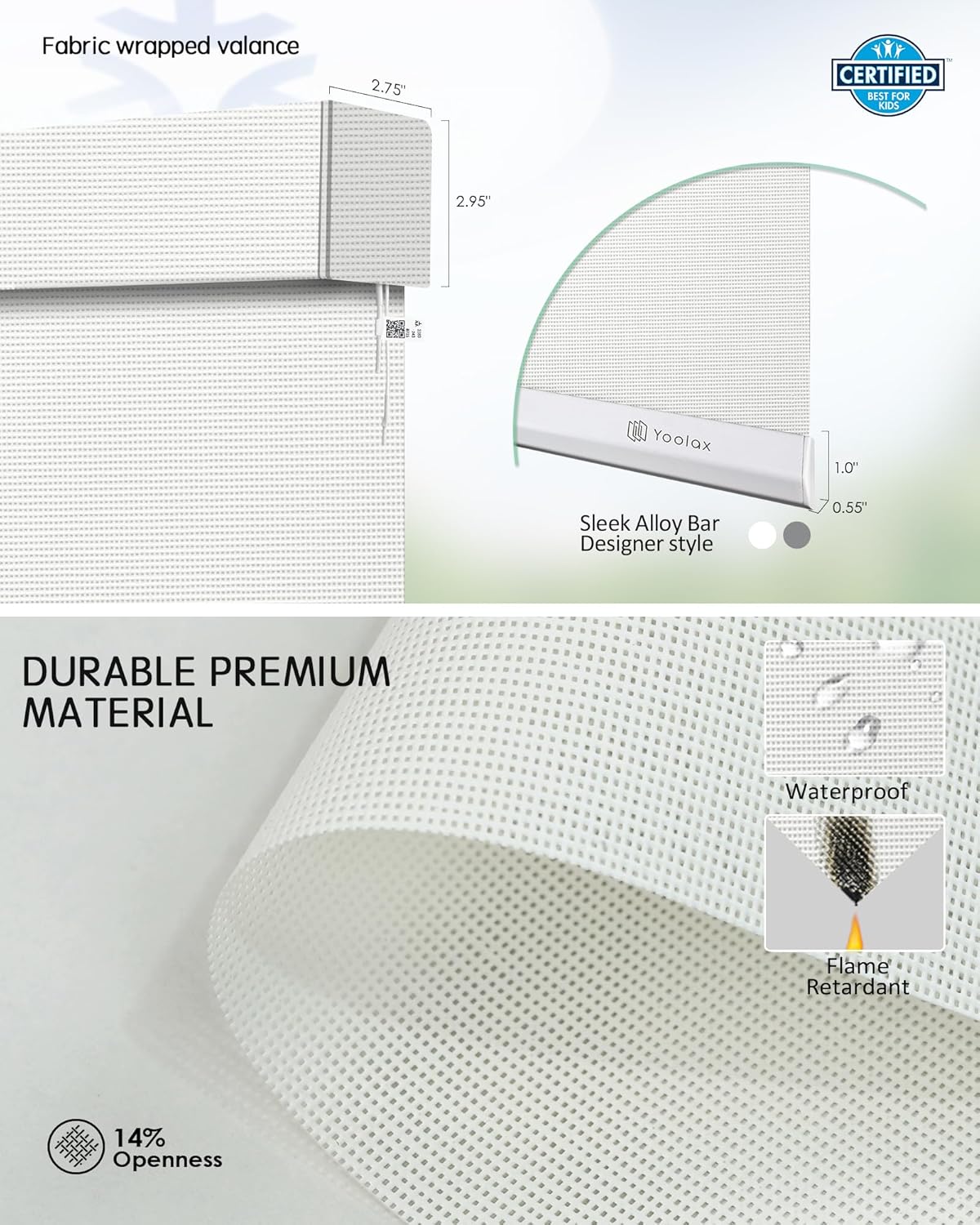 Yoolax Smart Blinds, Motorized Matter Solar Shades Flame Resistat Automatic Blinds for Windows Motorized Shades Compatible with Alexa, Google Home, Homekit(Solar-14% Openness Mesh White)