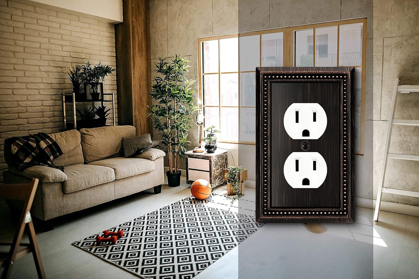Henne Bery Sunken Pearls Heavy Duty Decorative Wall Plate Switch Plate Outlet Cover (Single Duplex, 2 Pack, Aged Bronze)