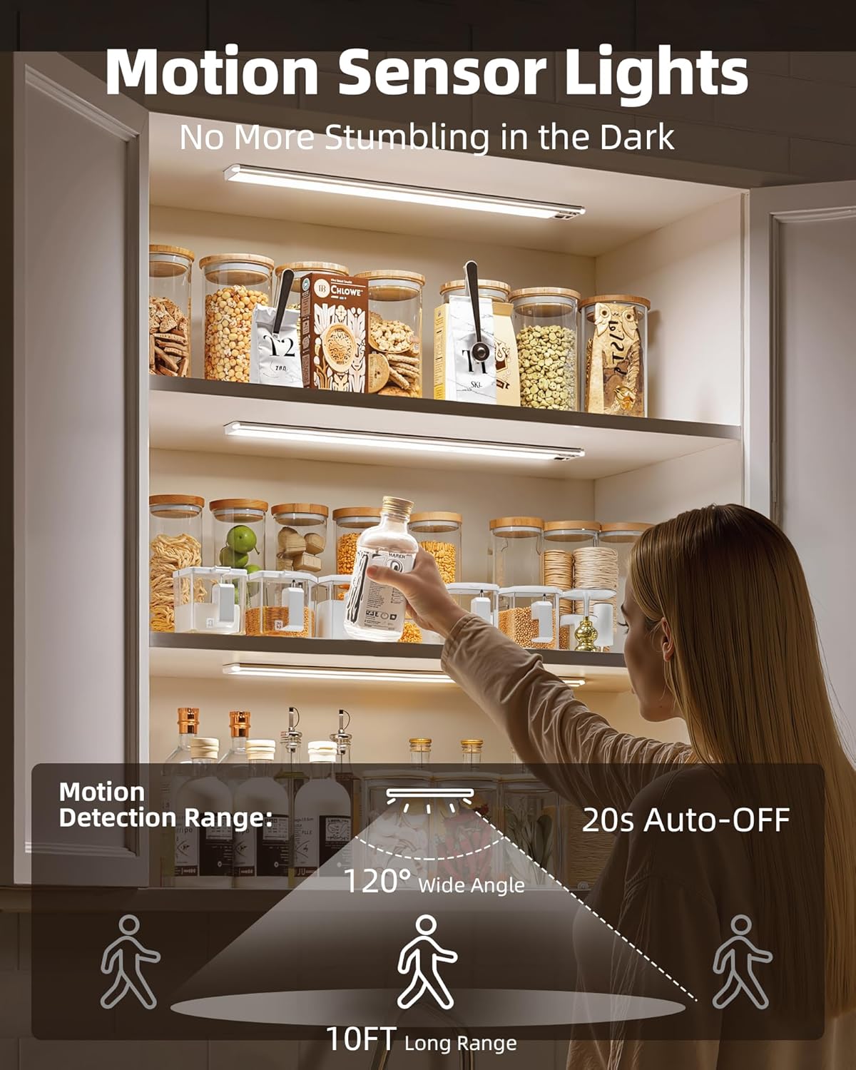 EZVALO Under Cabinet Lights, 14.5'' Motion Sensor Light Indoor Dimmable, 4000mAh Rechargeable Closet Lights 5700K with Remote Control, Wireless Under Counter Light for Kitchen,Cabinet,Bedroom（4Pcs）