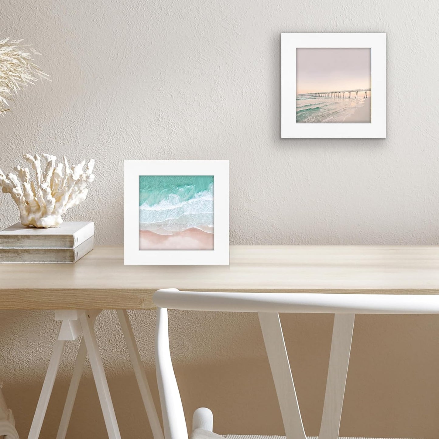 Americanflat 5x5 Picture Frame with Shatter-Resistant Glass - Signature Collection - Gallery Style Frames Made of Engineered Wood - Square Frame for Tabletop and Wall Display - White