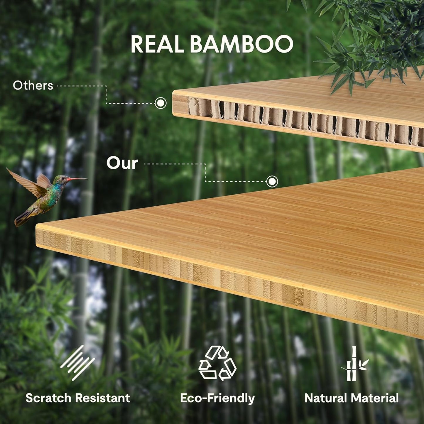 FLEXISPOT EN1 Bamboo Standing Desk, 48 x 24 Inches Whole-Piece Electric Height Adjustable Desk for Home Office (Silver Frame + Bamboo Curved Desktop, 2 Packages)