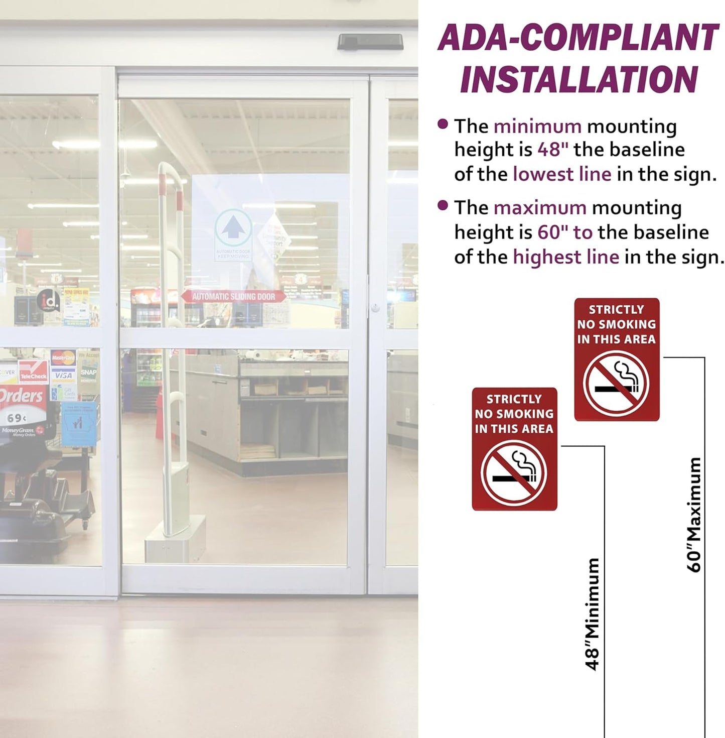 Strictly No Smoking In This Area Sign - ADA Compliant Digitally Printed Text Wall Sign - Smoke-Free Area Signs for Offices, Businesses, Hotels & Restaurants - Aluminum 7” x 5”