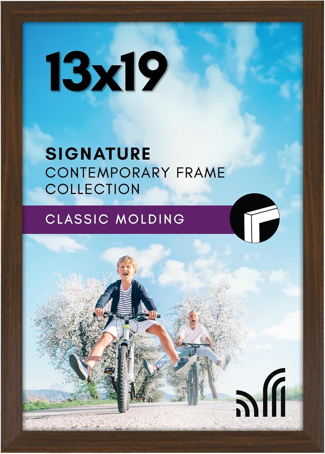 Americanflat 13x19 Picture Frame with Shatter-Resistant Glass - Signature Collection - Gallery-Style Frames Made of Engineered Wood - Photo Frame for Wall Display - Walnut