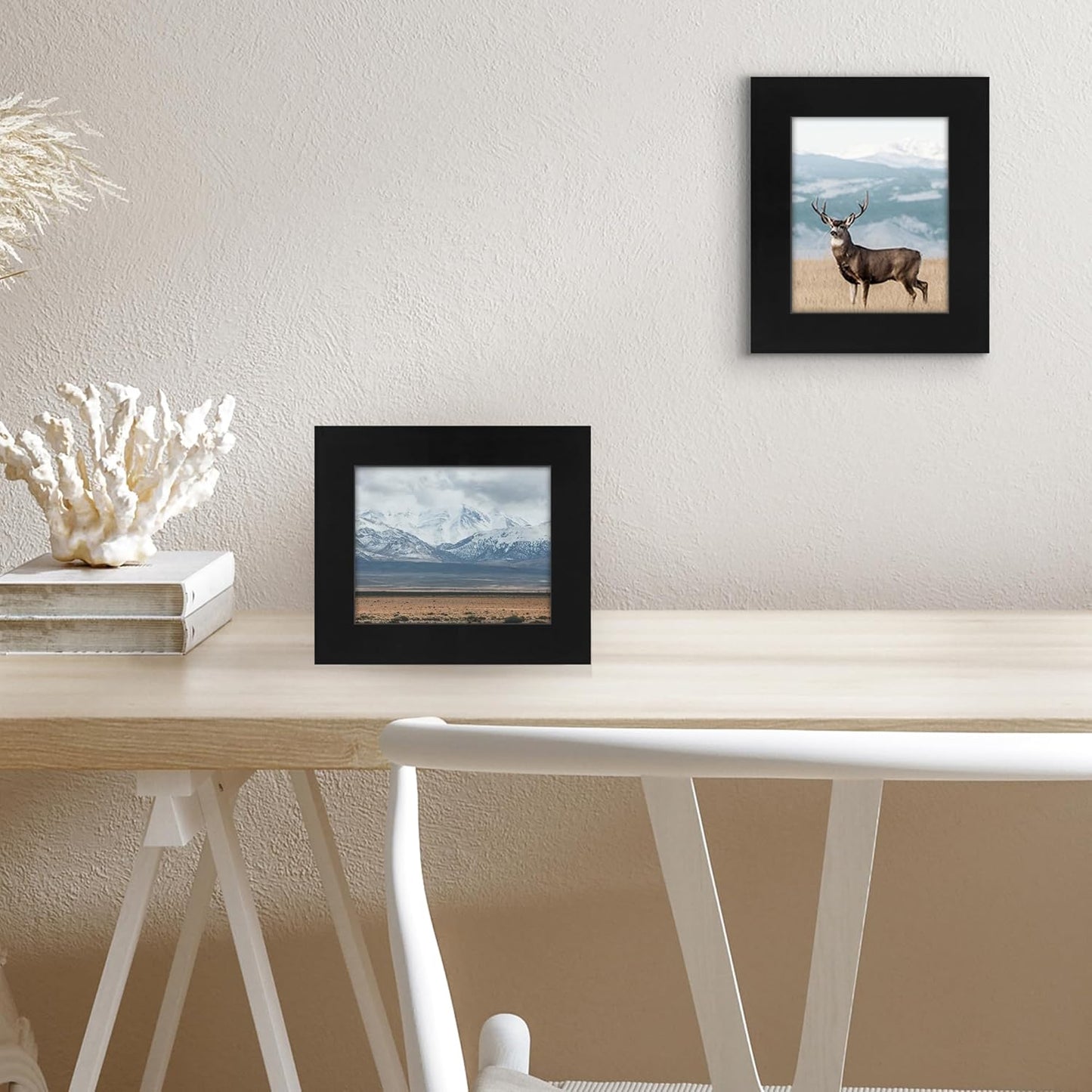Americanflat 4x5 Picture Frame with Shatter-Resistant Glass - Signature Collection - Gallery-Style Frames Made of Engineered Wood - Photo Frame for Tabletop and Wall Display - Black