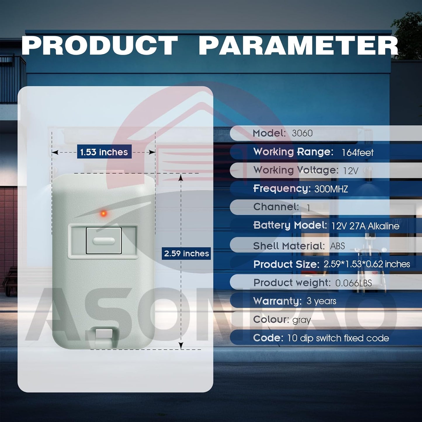 3 for Multi-Code 3089 MultiCode 308911 Linear MCS308911, 300MHZ 10 Dip Switch Gate Opener Remote (3-Year-Warranty)