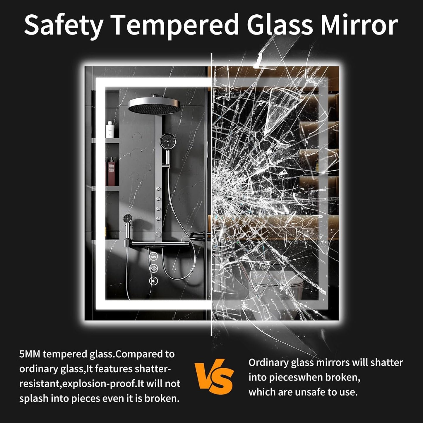 36"x36" LED Bathroom Mirror with Lights, Dimmable, Anti-Fog, Lighted Bathroom Vanity Mirror for Wall, Backlit + Front Lit, Memory Function, Shatter-Proof, Tempered Glass