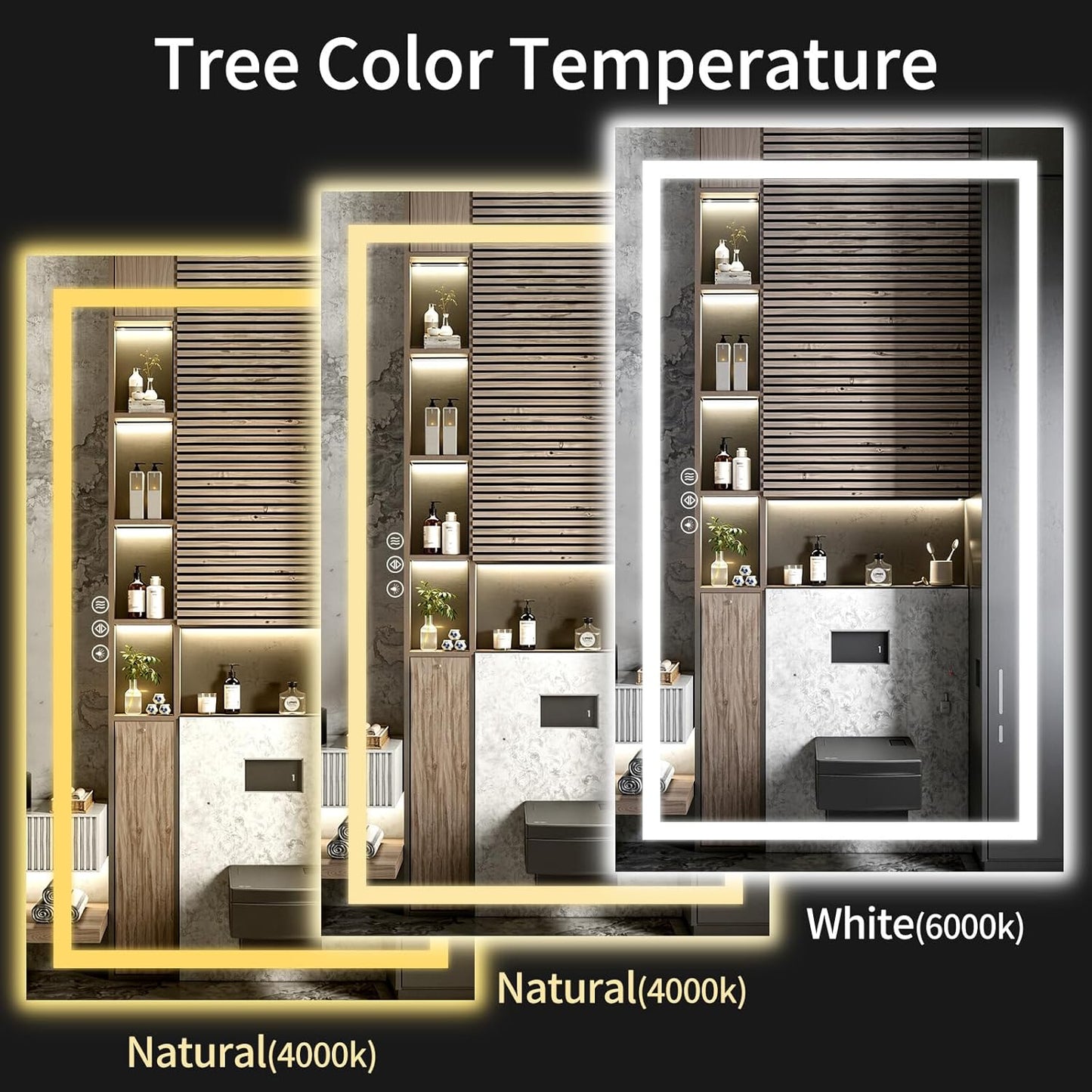 LED Bathroom Mirrors 28"x60" Bathroom Mirror with Lights for Wall, Backlit + Front Lit, 3 Colors, Anti-Fog, Dimmable Brightness for Vanity,Bathroom, Entryway, Living Room