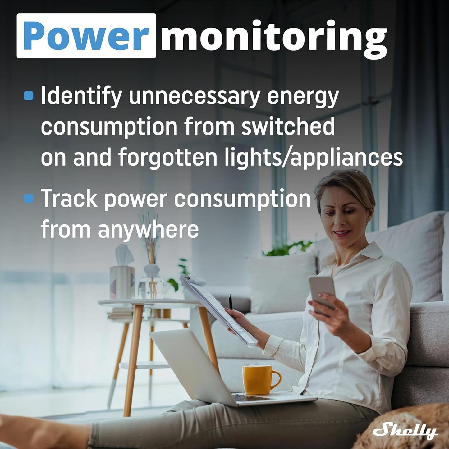 Shelly Wave PM Mini US LR, Z-Wave Long Range Smart Power Meter, 1-Channel 16 A, Compatible with Alexa, Google Home, SmartThings & Home Assistant, Bulletproof Security