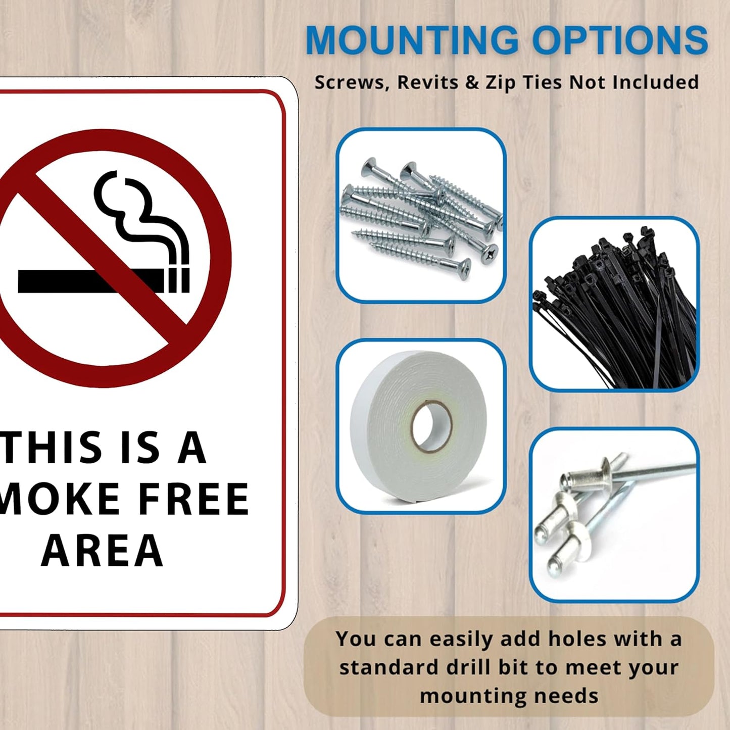 This is a Smoke Free Area Sign - ADA Compliant Digitally Printed Text Wall Sign - No Smoking in This Area Signs for Offices, Businesses, Hotels, and Restaurants - Vinyl 10” x 7”