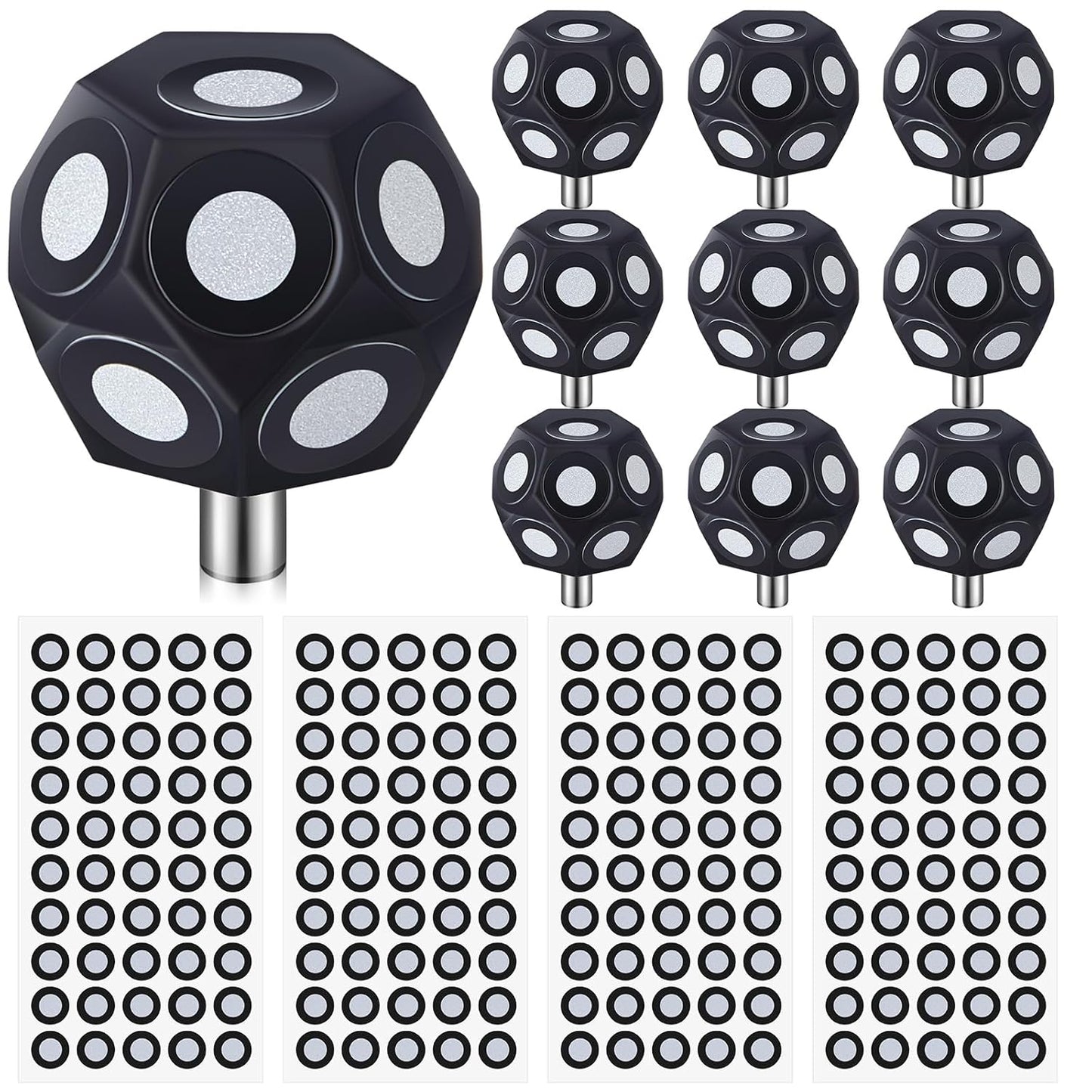 Kingdder 10 Pcs Multi-Angle Marker Set 4 Sheet 200 Point 6.0 mm 3D Scanner Markers Dot Stickers Scanning Spray Scanner Turntable Compatible Tracking Dot Reference Point for 3D Scanning