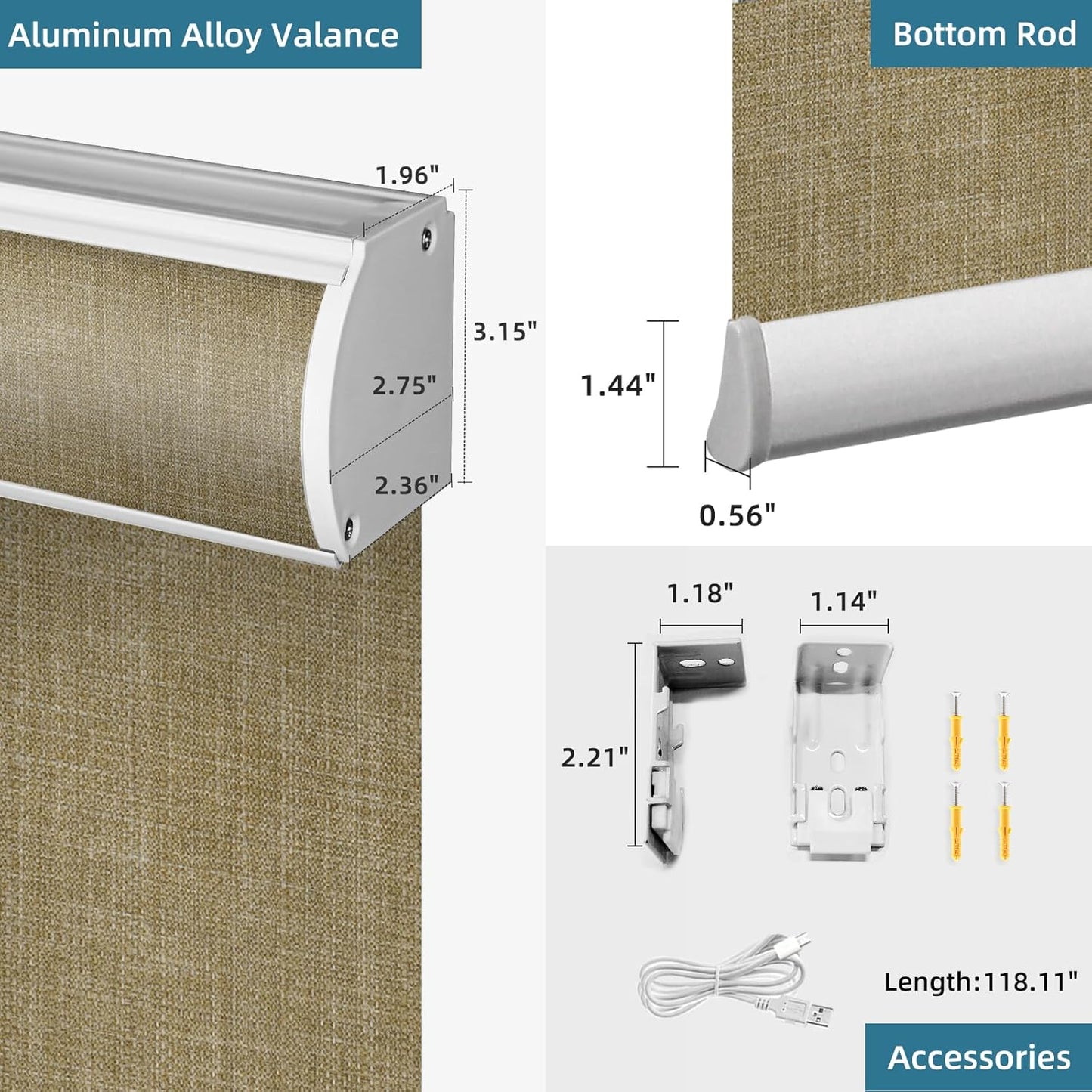 SmartWings Motorized Roller Shades Work with Homekit, 100% Blackout Smart Blinds for Windows, Cordless Remote Control Window Shades, Vigor Wheat, Customized Size