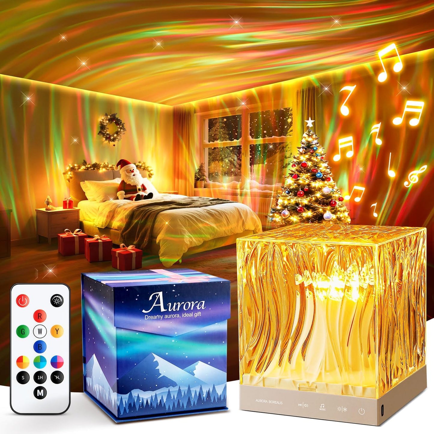 Christmas Projector Christmas Gifts for Teens,White Noise Sound Machine+18 Colors+Bluetooth Music+Remote Control Northern Lights Projector Aurora Light Projector for Bedroom,Christmas Stuff Room Decor