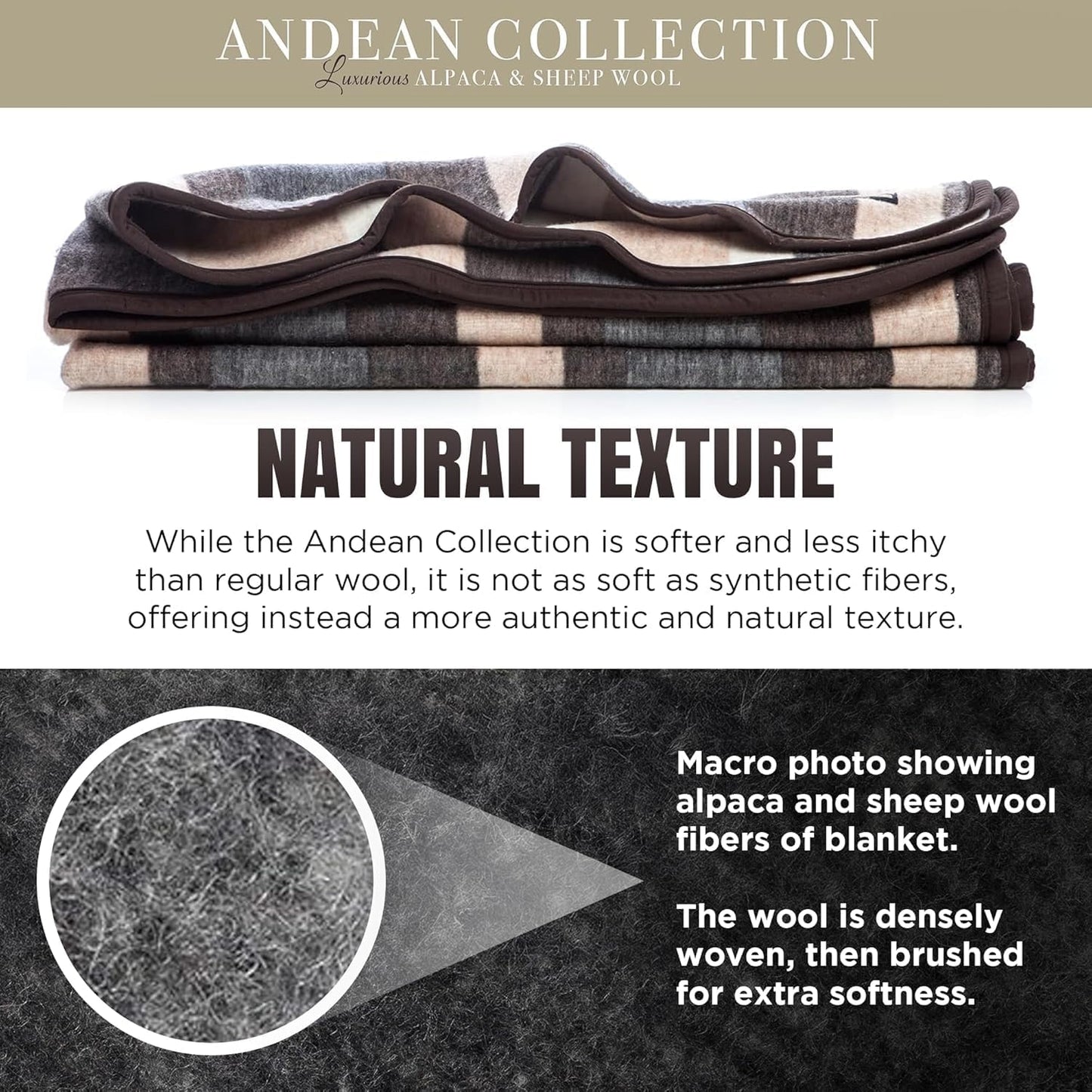 Natural Alpaca & Sheep Wool Blanket – King Size – Heavyweight Warmth, Thick, Breathable, Natural Texture & Scent, 103 x 86 inches, 7.2 lbs
