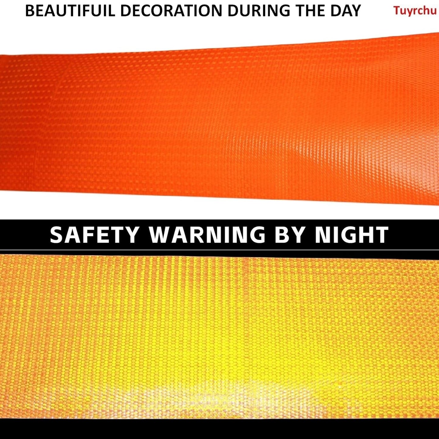 Reflective Tape Orange Outdoor Waterproof 8 inch, High Visibility Industrial Marking Tape, Safety Adhesive Stickers (11 feet)