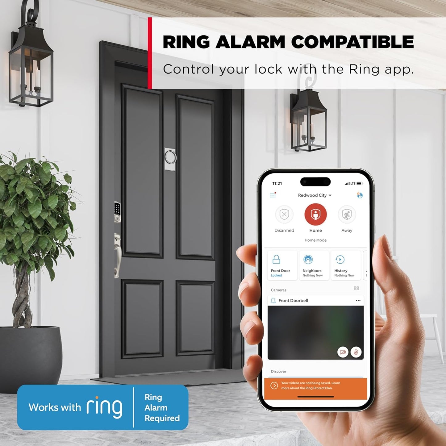 Kwikset HomeConnect 918 Traditional Z-Wave Long Range Enabled Touchscreen Lock Works with Ring Alarm, Samsung SmartThings Hub Required, Sold Seperately in Satin Nickel