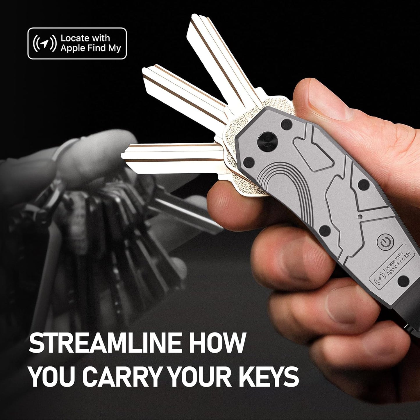 Zeeker Air Keychain, Key Organizer Works with Apple Find My, Built-in airtag Chips, Holds 2-6 Keys, Car Key Chains with GPS Tracker, Key Finder, Minimalist Key Holder for Men and Women, iOS Only Use