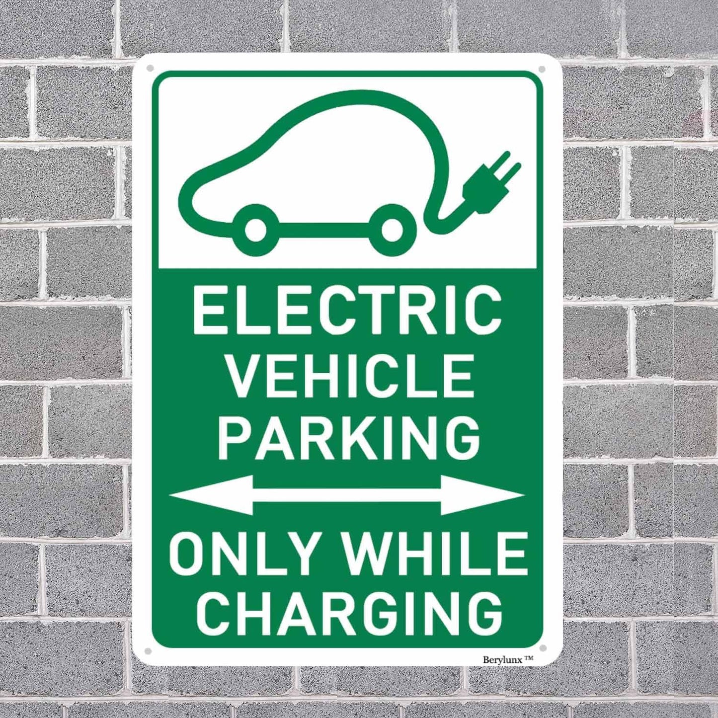 Electric Vehicle Parking Sign,Outdoor Parking Sign,Parking Sign,No Parking Sign "Only While Charging" 16"x24" Aluminum Sign