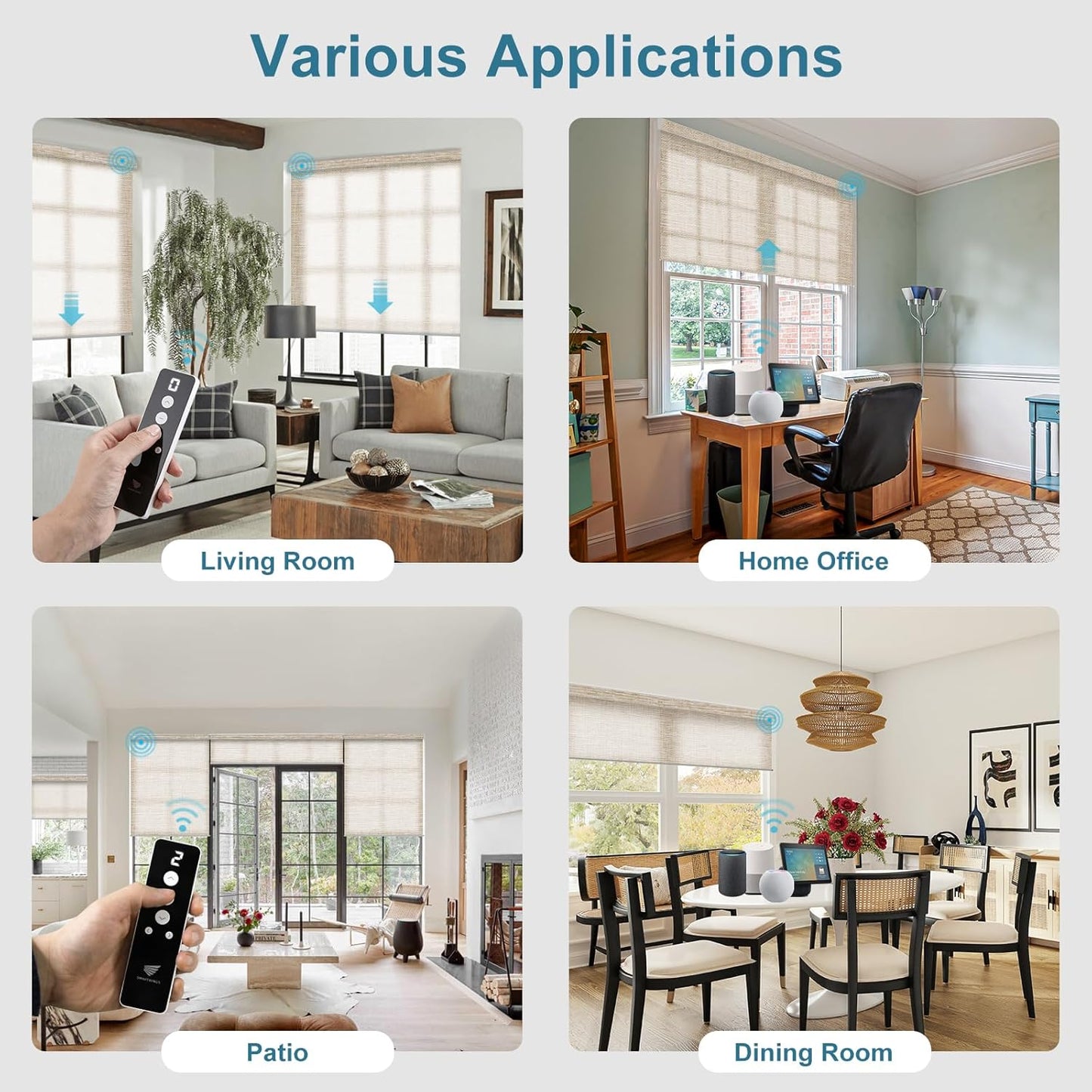 SmartWings Motorized Light Filtering Shades, Work with Matter Homekit Alexa Google, 70% Blackout Shades Translucent, Cordless Window Shades with Remote Rechargeable, Up 110" W x 148" H, Linen Caramel