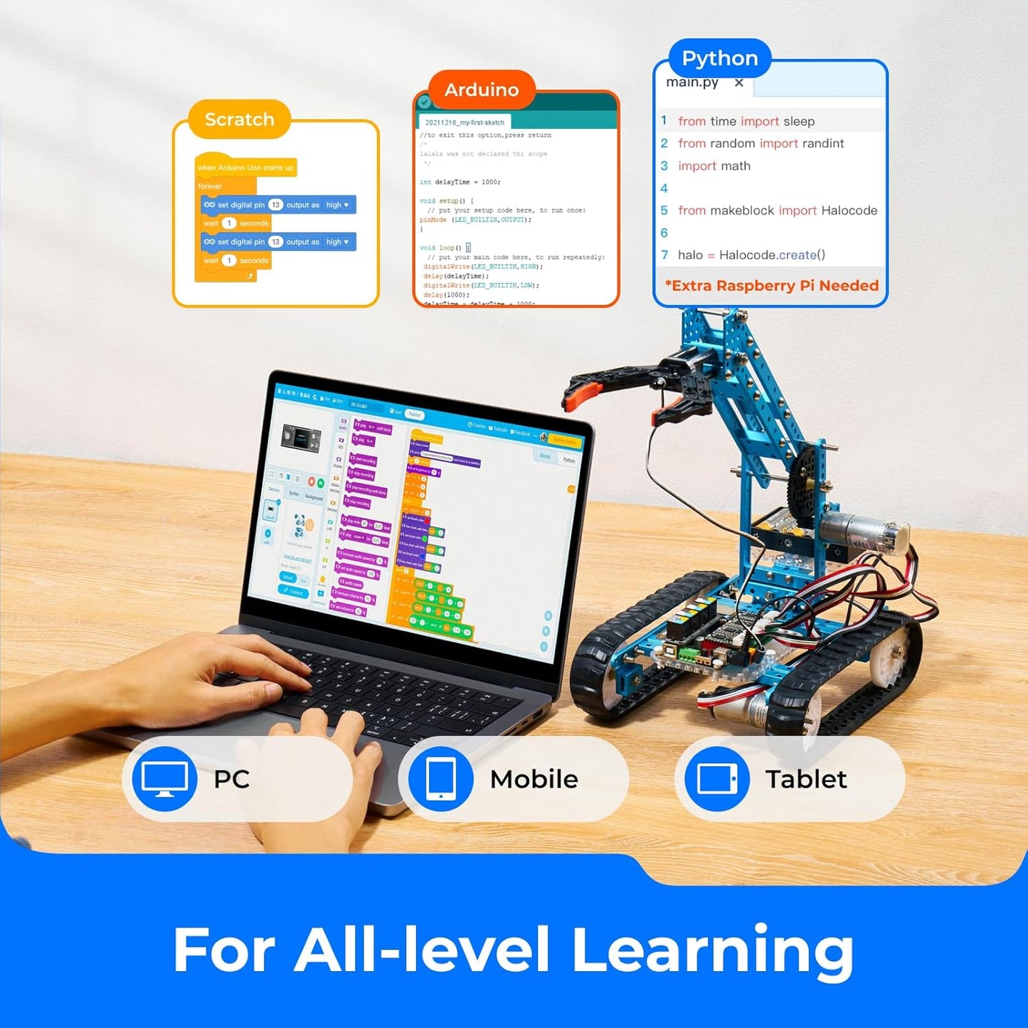 Makeblock mBot Ultimate 10 in 1 Robot Building Toys, Robotics Kit App Remote Control Robot Toys Compatible with Arduino C & Raspberry Pi, STEM Educational DIY Robotics for Kids Ages 12-16