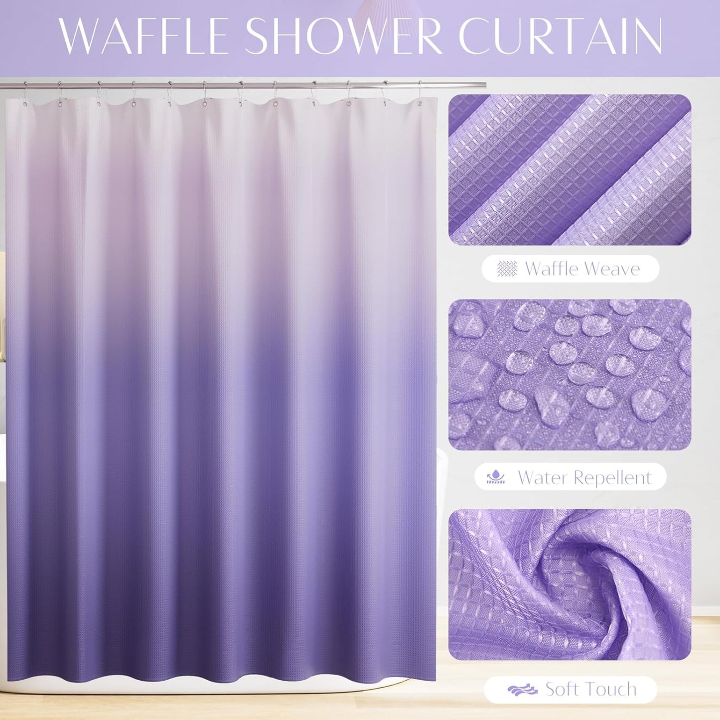 32PCS Bathroom Set Bathroom Sets with Shower Curtain and Rugs Purple Bathroom Accessories,Shower Curtain Set,Bathroom Rug Set with Bathroom Trash Can