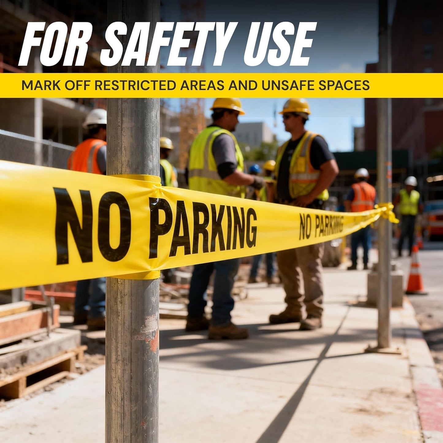 Caution No Parking Tape 12 Pack 3 inch X 1000 feet • Bright Yellow with a Bold Black Print for High Visibility • 3 in. Wide for Maximum Readability • Tear Resistant