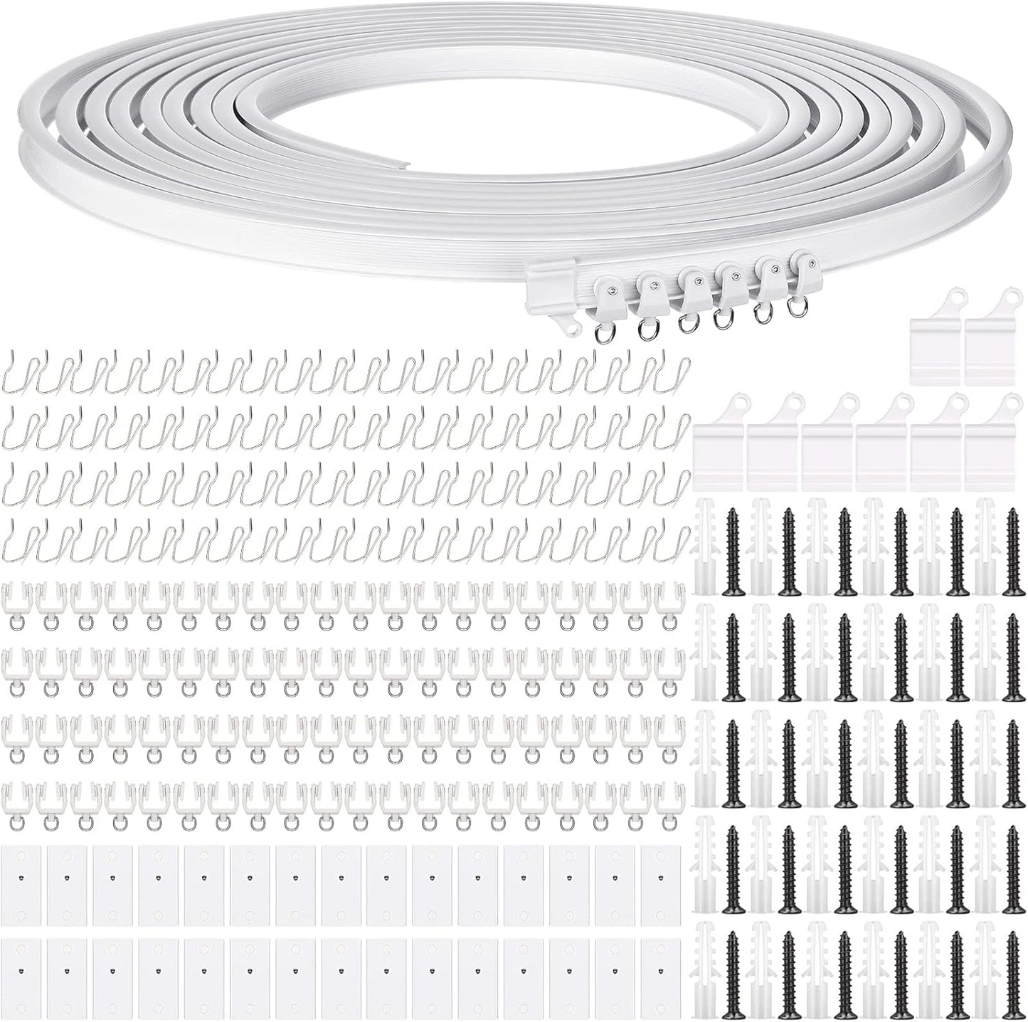 Jetec Curtain Tracks Ceiling Flexible Curtain Track Bendable Rail Curved Wall Mounted for Living Room Bedroom Divider Rod RV(10 Meter/ 32.8 Feet,White)