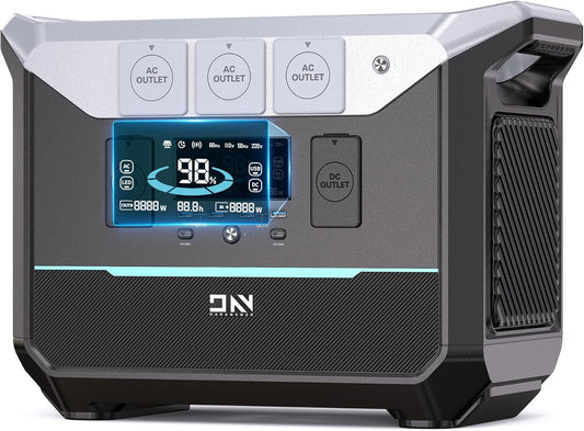 DaranEner Portable Power Station 1382.4Wh LiFePO4 Battery, 1800W (3000W Surge) Solar Generator with 1.3Hr Fast Charge, 15ms UPS Portable Generator for Home, Camping, RV, Emergency