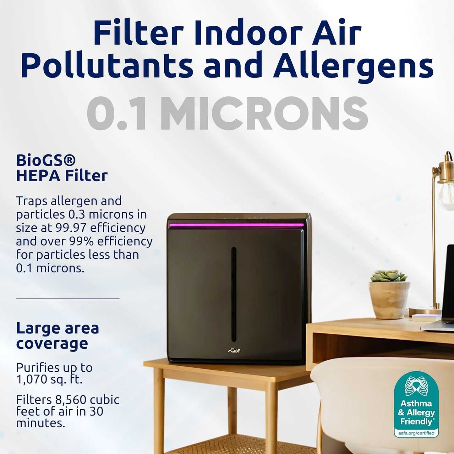 Rabbit Air, A3 SPA-1000N Air Purifiers for Home, Ultra Quiet HEPA Air Purifier - Wall Mountable Air Purifiers for Home Large Room, Allergies, Dust, Mold, Smoke & VOCs - (White, Pet Allergy Filter)