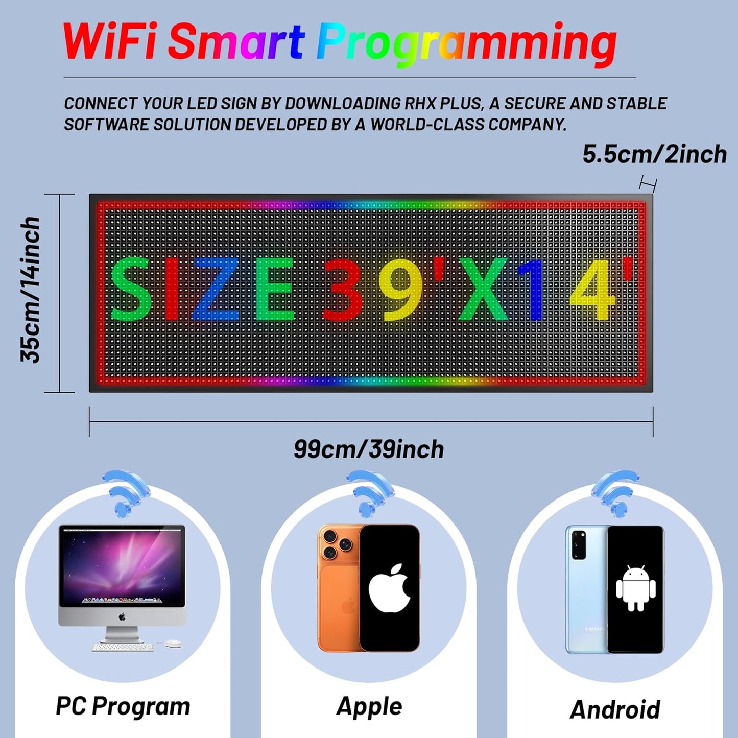 ‌Kochenkore P10 Programmable LED Sign, 51"x14" Scrolling Display, Waterproof Outdoor Digital Signage with WiFi Control, Indoor RGB Advertising Message Board for Business & Store Signs