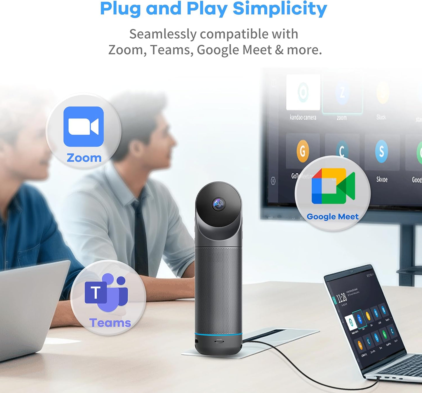 KanDao Meeting Pro 360° Video Conference Room Camera - AI Tracking, Meeting Recording & USB Plug-Play, Portable 8 Mics Array Meeting Camera, Compatible with Zoom/Teams/Google Meet, 5 Smart Modes
