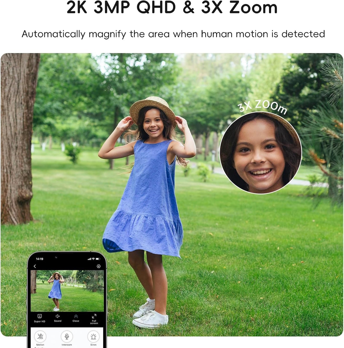 ANYQOO Security Camera, 3MP 2K Indoor Camera, 2.4GHz & 5GHz WiFi Window Camera for Home, Color Night Vision, Motion Detection, 24/7 Recording, Easy Install (1 Pack)