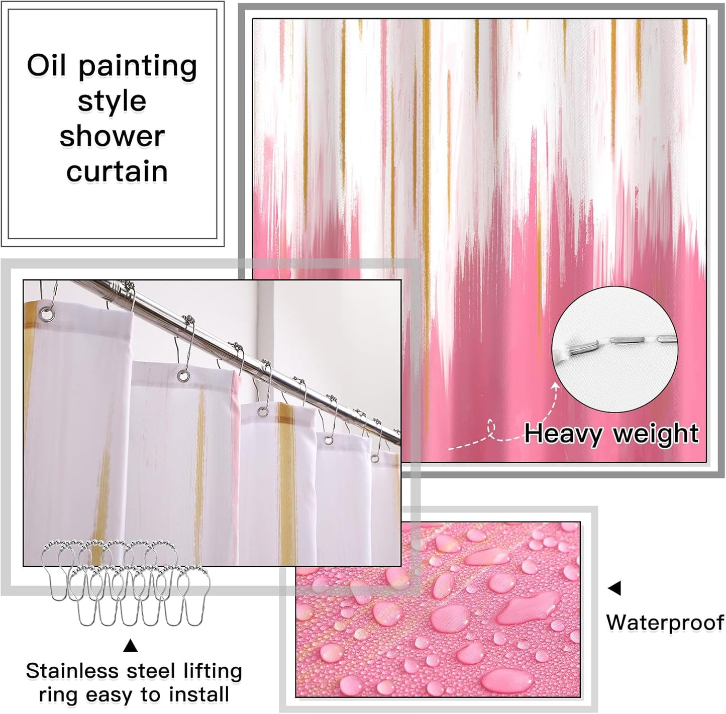 32PCS Bathroom Sets with Shower Curtain and Rugs-Grey Bathroom Accessories,Non Slip Bathroom Rugs Set with Toilet Lid Cover, Waterproof Shower Curtain, 3PC Soap Dispenser with Trash Can