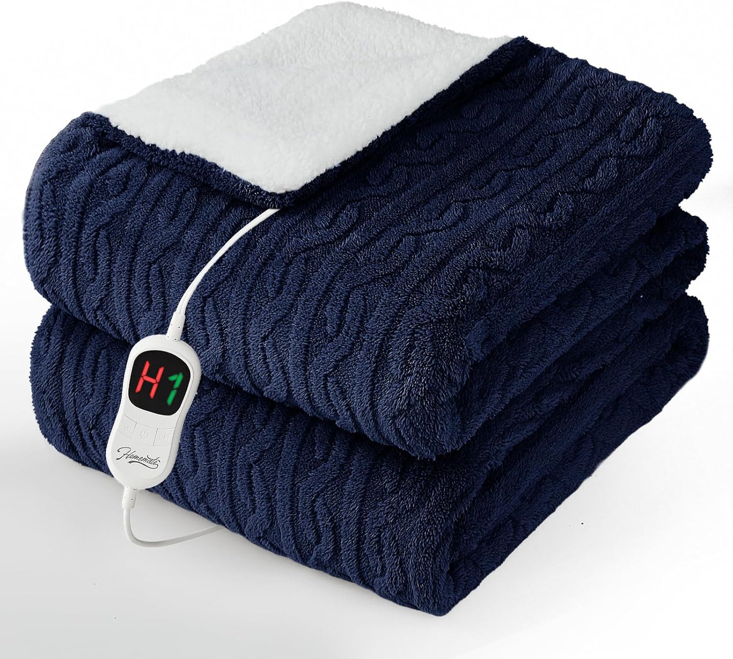 Homemate Electric Heated Blanket Full - 72"x84" Heating Bed Blankets Throw with 10 Heating Levels 8 Hours Auto Off Fast Heating Over-Heated Protection Ultra Soft Warm Flannel ETL Certified