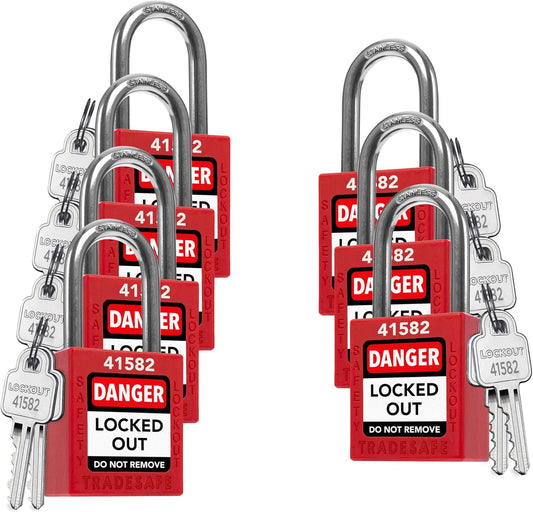 TRADESAFE Lockout Tagout Locks Set - 7 Red Keyed Alike Padlocks, 2 Keys Per Lock, OSHA Compliant Loto Locks for Lock Out Tag Out Stations, Premium Grade