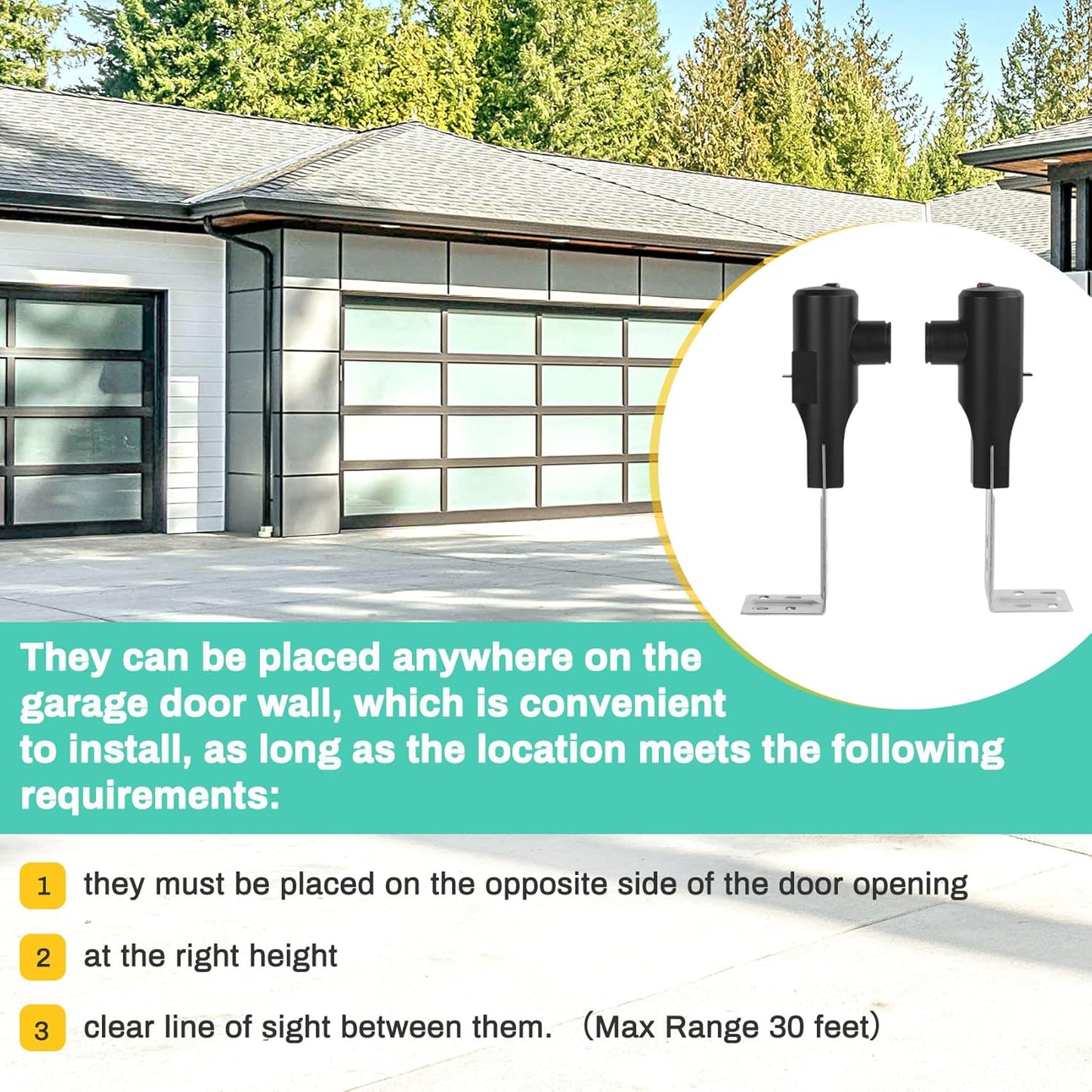 for Genie Garage Door Sensor, Replacement for Genie/Overhead Garage Door Sensor, Compatible with Genie/Overhead Garage Door Opener Made After 1993, Item Includes Two Sensors (Receiving&Sending)