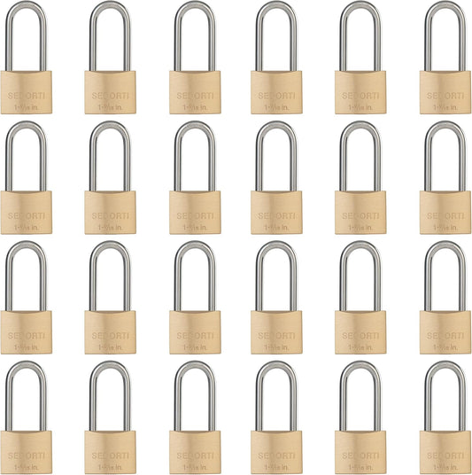 Weatherproof Padlock with Stainless Steel 304 Long Shackle and Solid Brass Body, 1-9/16 in. Wide, 24 Padlocks Keyed Alike, Marine Grade Rustproof Lock for Outdoors Use YNBSP2440